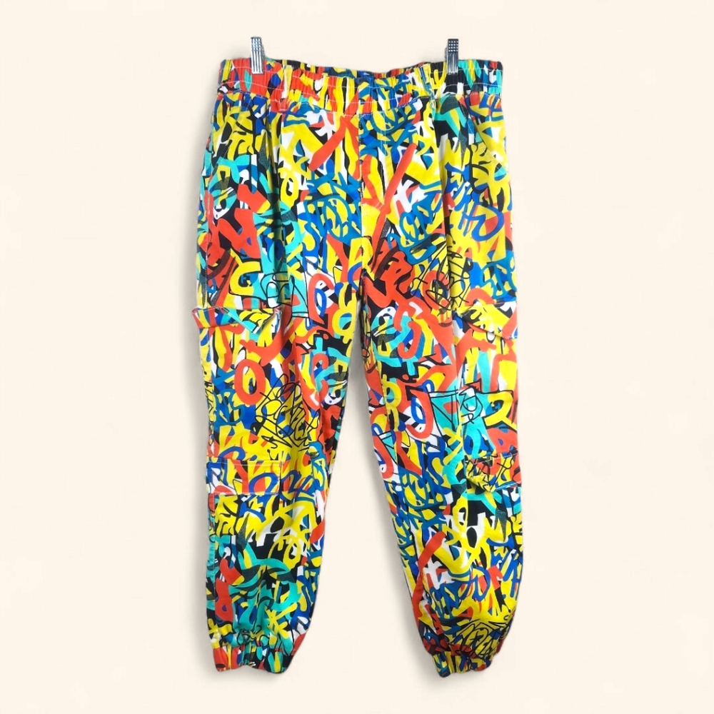 Y2K Bright Graffiti Cargo Pants 21/22 Plus Size Jogger